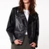 Jade - Imitatieleren Jas - Black