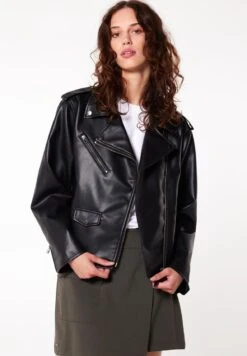 Jade - Imitatieleren Jas - Black